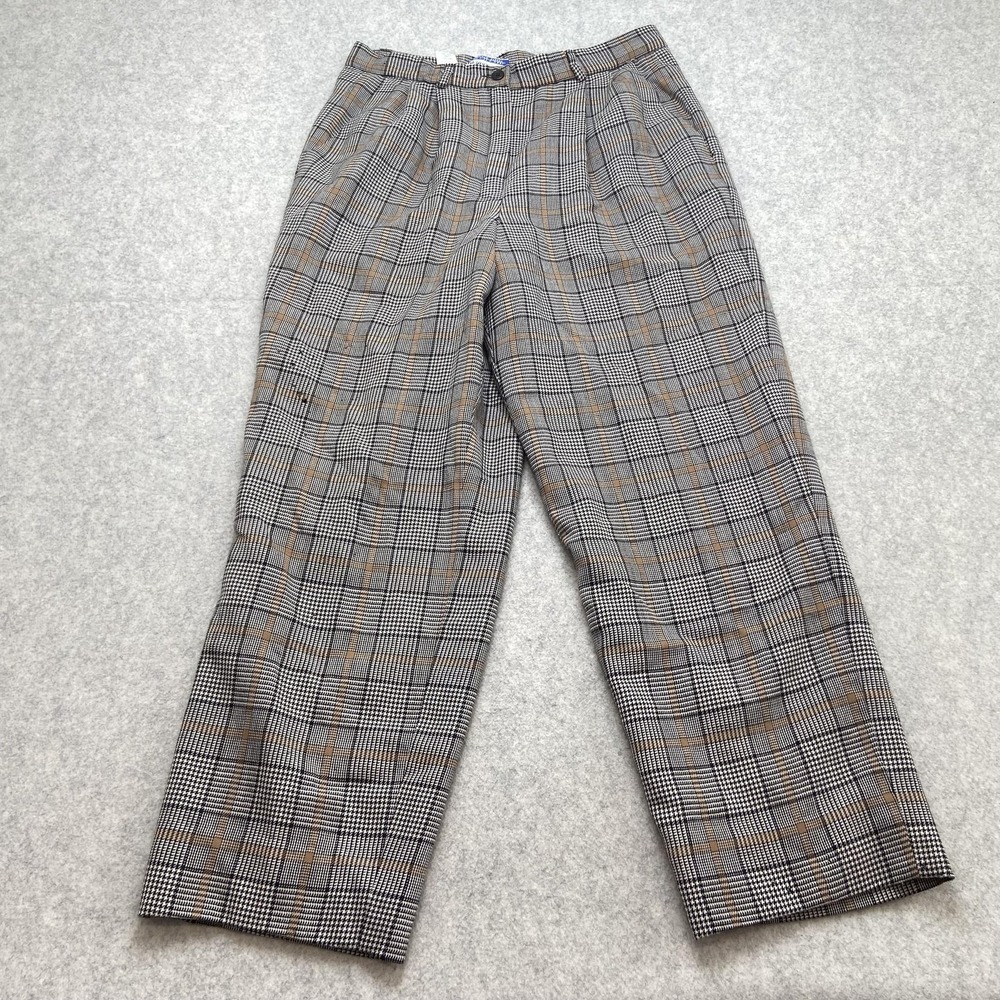Pendleton Dress Pants Womens 10 (31x27) Brown Plaid Wool Pleated VTG *HOLES*